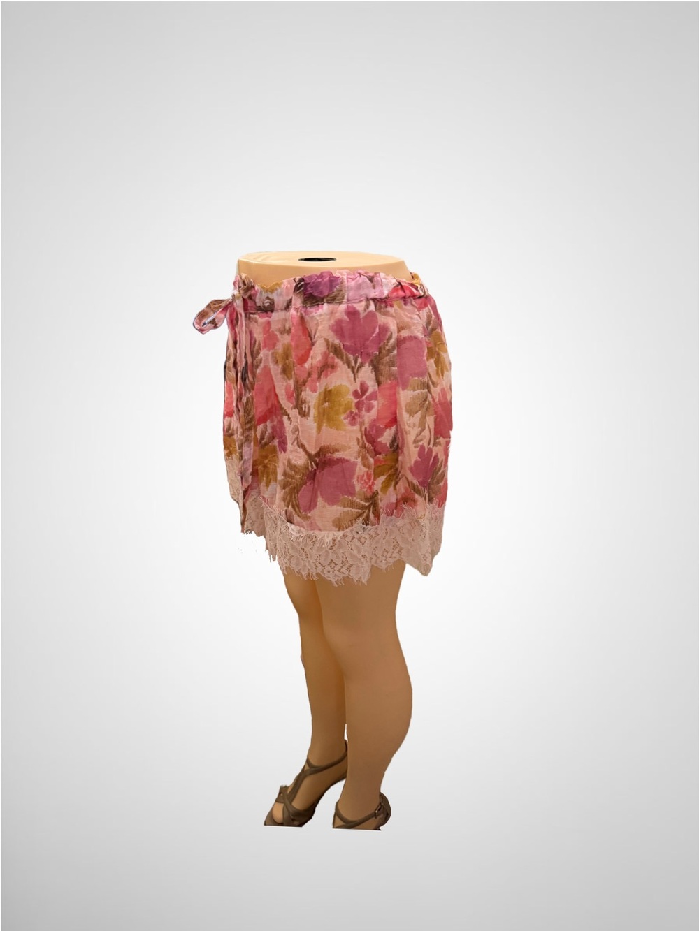 Floral Bohemian Ladies' Mid Waist Shorts In Polyester With Lace Detail Sz L - Picture 11 of 12